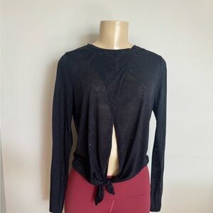 Tie front mesh long sleeve top M